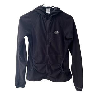 The North Face Full Zip Hoodie Womens Size XS‎ Ruched Pockets Black